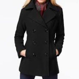 London Fog Double Breasted Pea Coat Black M
